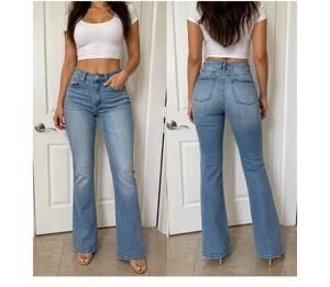 Nine Planet Size 7 Light Wash Bootcut Jeans Mid Rise Stretch Denim Flare Leg